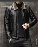 Riolio Casual Punk Rock Thick Leather Coats Slim Windproof Blazer Stand Collar Outwear Men's Pu Leather Jacket Zipper Motorcycle Jacket