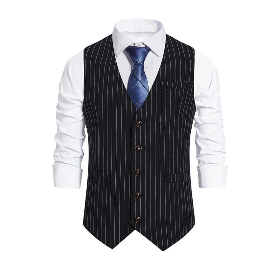 Riolio Business Casual Men Suit Stripe Vest Waist Belt Slim Temperament Retro Body Shaping Single Breasted  Fashion Tank Top 2024 New