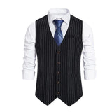 Riolio Business Casual Men Suit Stripe Vest Waist Belt Slim Temperament Retro Body Shaping Single Breasted  Fashion Tank Top 2024 New