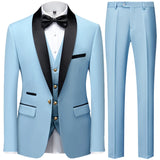 Riolio Suit Coat Pants Vest 3 Pcs Set / Fashion Men's Casual Boutique Business Wedding Groom Dress Blazers Jacket Trousers