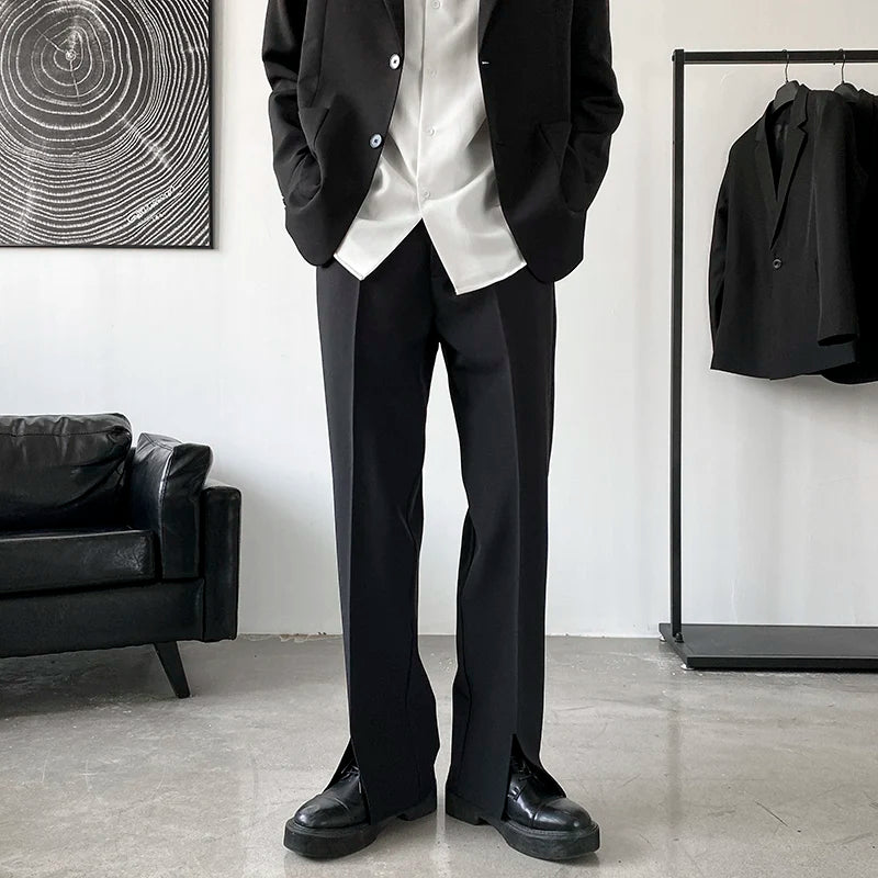 Riolio Pants Men Trousers Casual Autumn New Arrival Front-slit Fashion Straight High Street Office Clothes Simple Business Harajuku