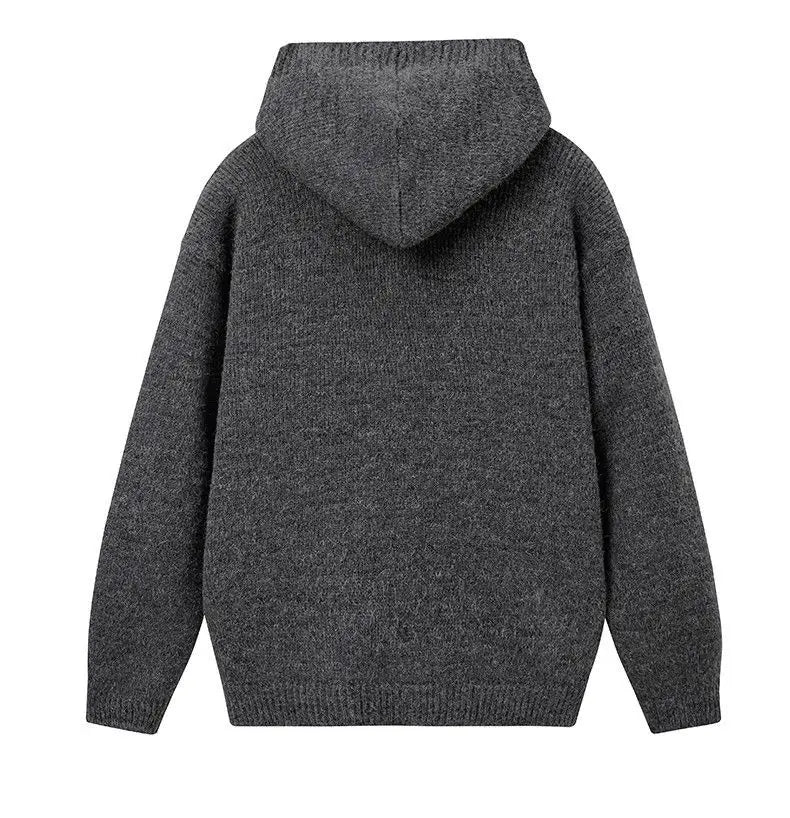 Riolio American-style autumn/winter streetwear unisex trendy hooded knit sweaters for couples with loose-fit retro Harajuku casual tops