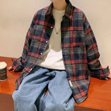 Riolio Autumn Long Sleeved Shirt Men Fashion Oversized Plaid Shirt Men Streetwear Korean Loose Casual Shirts Mens Large Size M-5XL