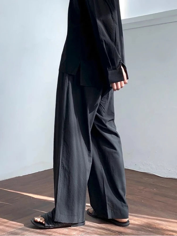 Riolio Summer Thin Linen Men's Pants Loose Straight Pants Korean Cotton Linen Casual Trousers Draped Wide-leg Pants Aesthetic Urban