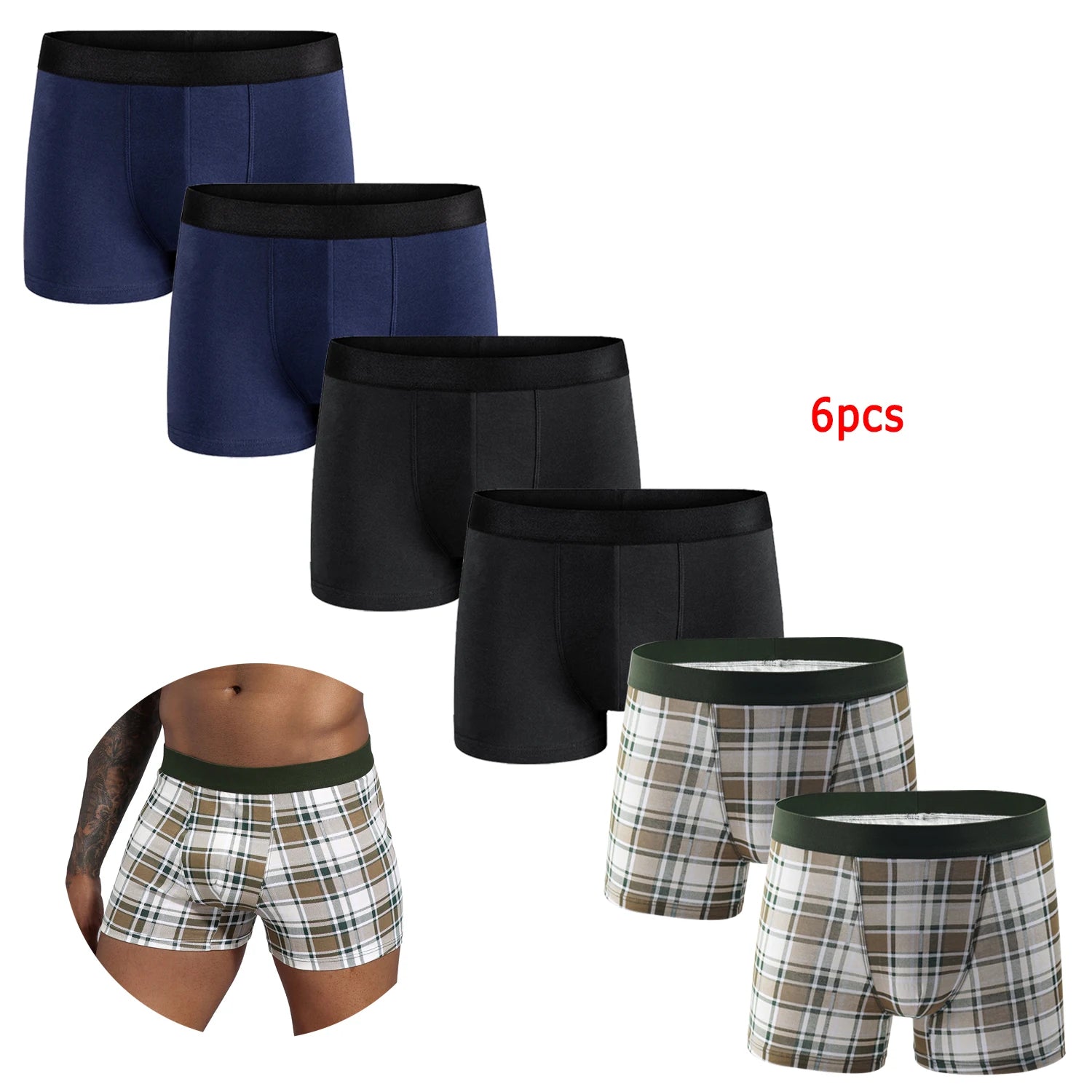 Riolio 6pcs Pack Men Panties Cotton Underwear Male Brand Boxer And Underpants For Homme Luxury Set Shorts Box Slip Kit