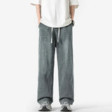Riolio Summer Baggy Jeans Men Fashion Casual Straight Jeans Men Streetwear Hip-hop Loose Drawstring Vintage Jeans Mens Denim Trousers