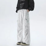 Riolio Vintage Tie dye Men's Baggy Denim Trousers White New Streetwear Wide Leg Loose Denim Pants Fashion Straight Gargo Pants