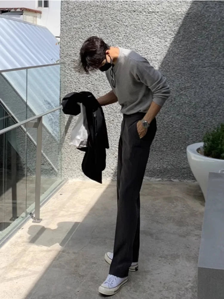 Riolio Korean Sle Men's Wide Leg Suit Pants Loose Casual Straight Leg Long Trousers Versatile Autumn Spring Faion Brand