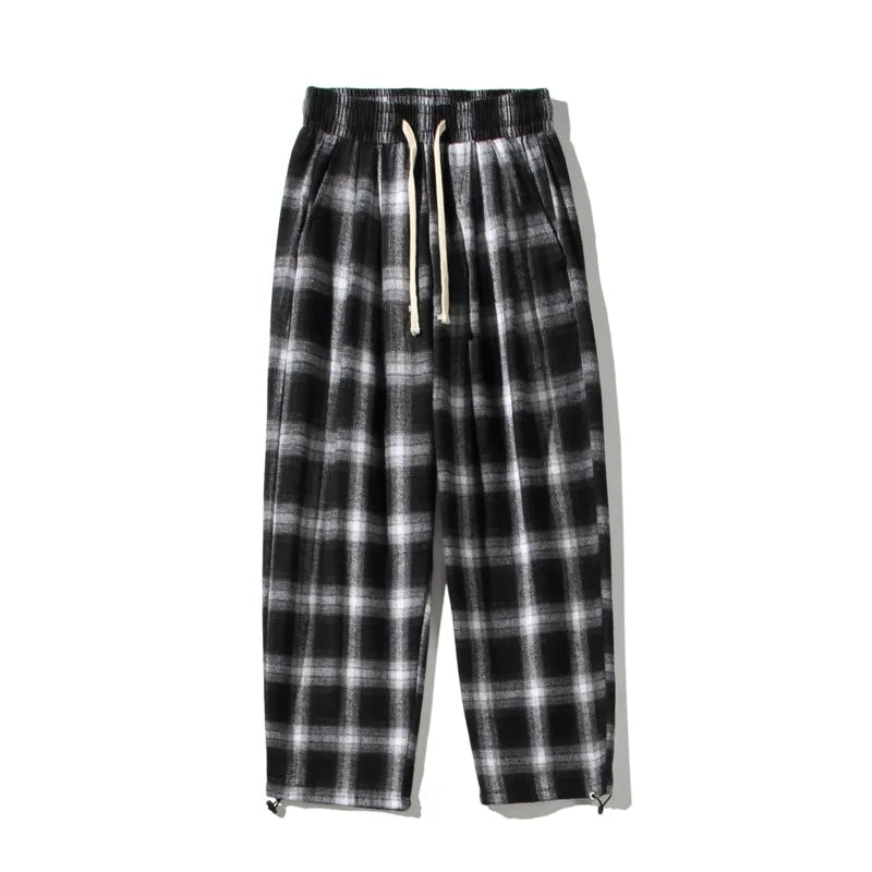 Riolio Plaid Pants Men Fashion Retro Color Contrast Casual Pants Men Streetwear Loose Hip-hop Straight Pants Mens Trousers M-3XL