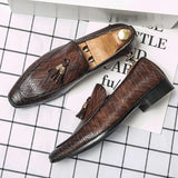 Riolio Tassel Plaid Men New Loafers Weaving Comfortable Soft Mens Leisure Leather Shoes Fashion Sapato Masculino Large Size 38-45