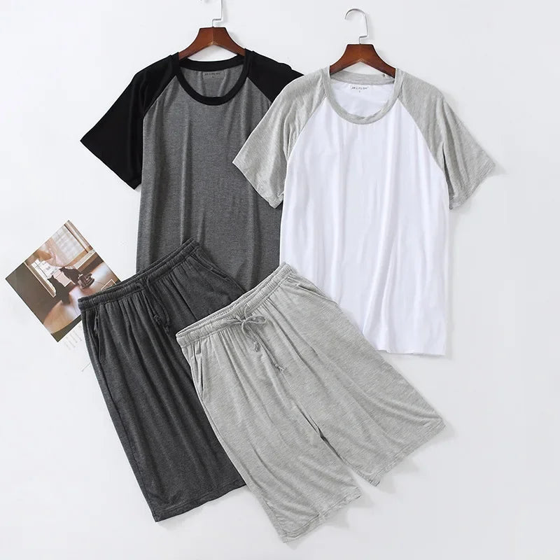 Riolio Pijamas for Mens Thin Loose Short-sleeved Shorts Summer Can Be Worn Outside Sportswear Suit Pijama Mens Sleepwear Clothes