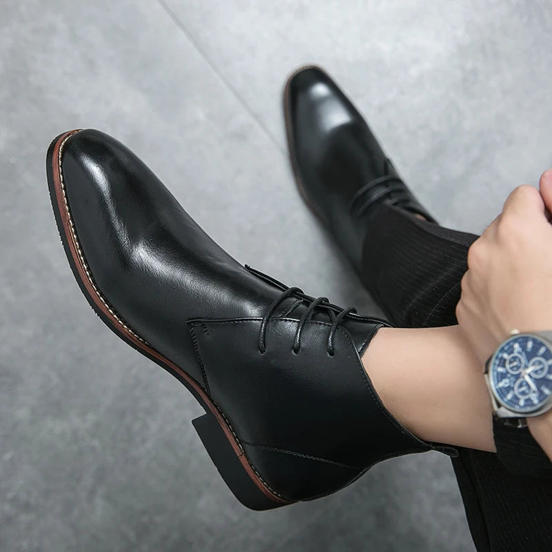 Riolio Men's Comfortable Ankle Leather Boots Men's Fashion Brand Chelsea boots men's brand leather boots high top shoes