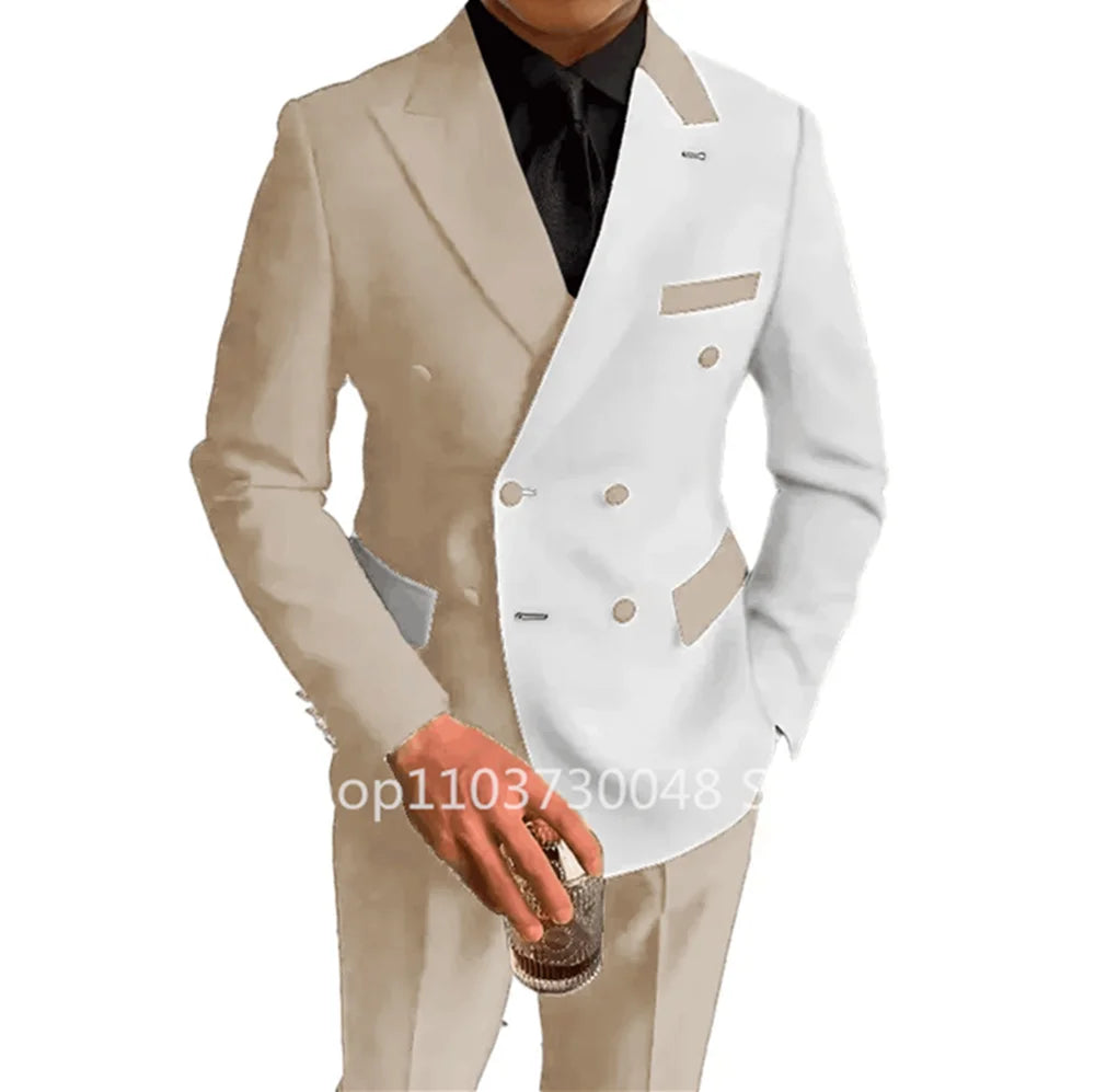 Riolio Fashion Style Wedding Men Suits Slim Fit Peak Lapel Blazer Pants 2 Piece Formal Business Groom Wear Tuxedos Costume Homme