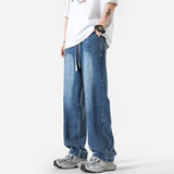Riolio Summer Baggy Jeans Men Fashion Casual Straight Jeans Men Streetwear Hip-hop Loose Drawstring Vintage Jeans Mens Denim Trousers