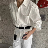 Riolio New Men Luxury Korean Style Shirts Casual Long Sleeve Drapped Solid Color Button-down Cardigan Fashion Business Leisure Blouse