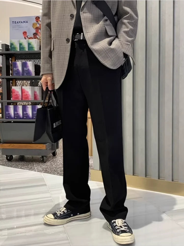 Riolio Korean Sle Men's Wide Leg Suit Pants Loose Casual Straight Leg Long Trousers Versatile Autumn Spring Faion Brand