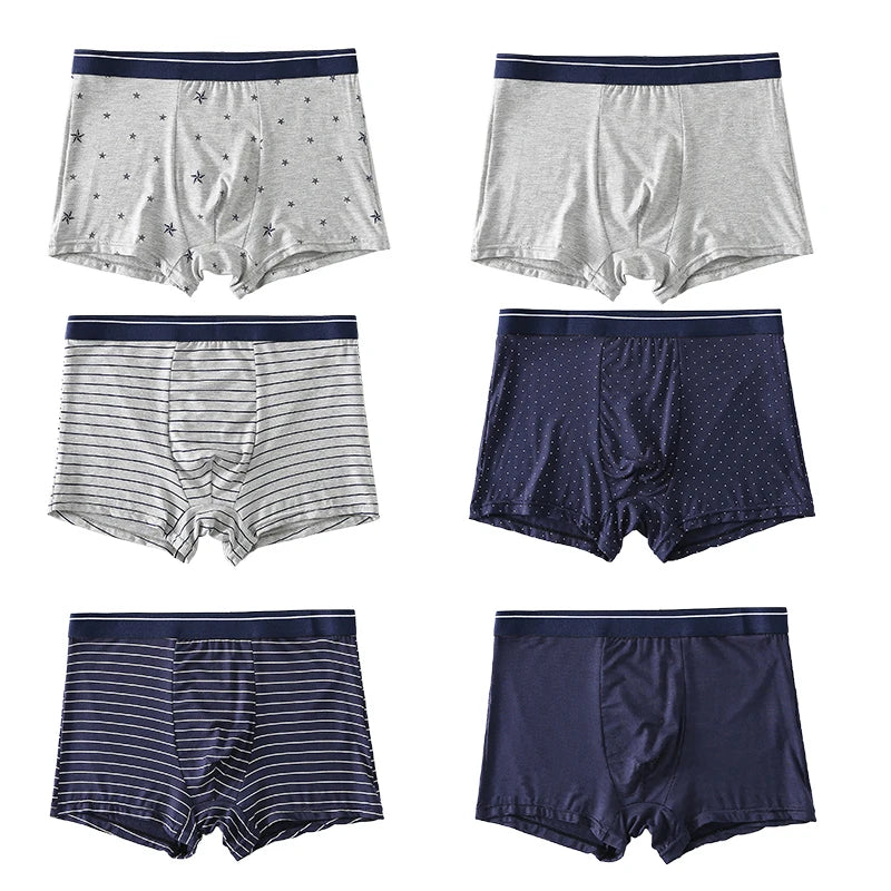 Riolio Men's Star Boxer Shorts Comfortable Striped Underwear Sexy Hombre Dot Panties Male Lingerie Breathable Boxers Shorts