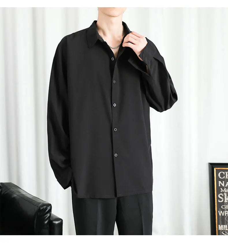 Riolio Shirt Men Solid  Long sleeved Shirt For Men Korean Fashion Shirts Comfortable Blouses Casual Loose Classic Single Breasted Shirt