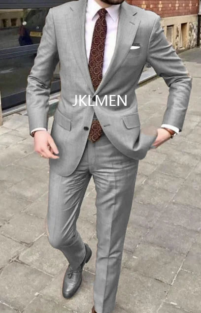 Riolio Men's Suit   Handsome Casual 2 Piece Suit For Men Wedding Tuxedos Notched Lapel Groomsmen  Business  Prom Blazer