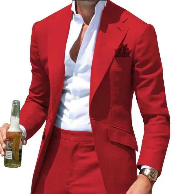 Riolio suit fashion Costumes Pour Hommes Peak Collar Men Suits Notched Green Slim Fit Blazers Jackets Pants 2PCS Causal Business Wedding Groom Wear