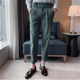 Riolio Fall High Quality Business Casual Draped High-waist Trousers Men Stripes Formal Pants Male Formal Office Social Suit Pants