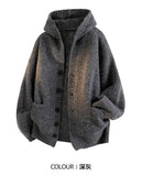 Riolio American-style autumn/winter streetwear unisex trendy hooded knit sweaters for couples with loose-fit retro Harajuku casual tops