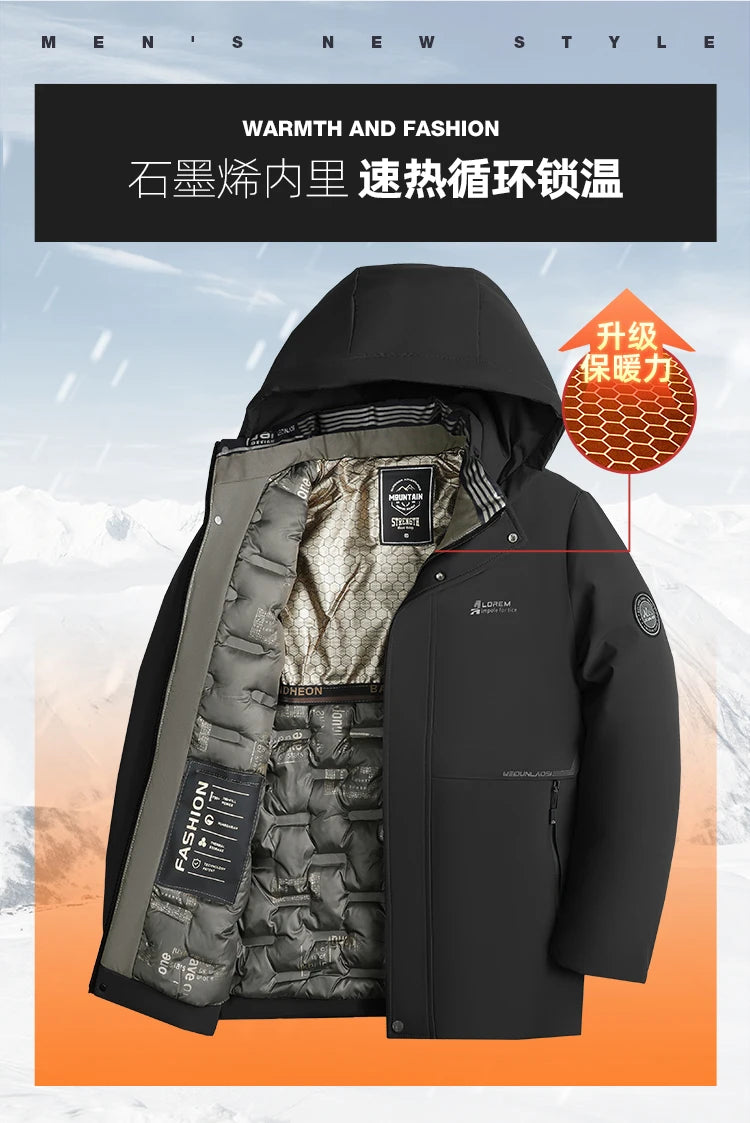 Riolio Male Windproof Casual Winter Parkas Slim Fit Warm Removable Hat Men Aviator Windbreaker New Jacket Fashion Men Military Parkas
