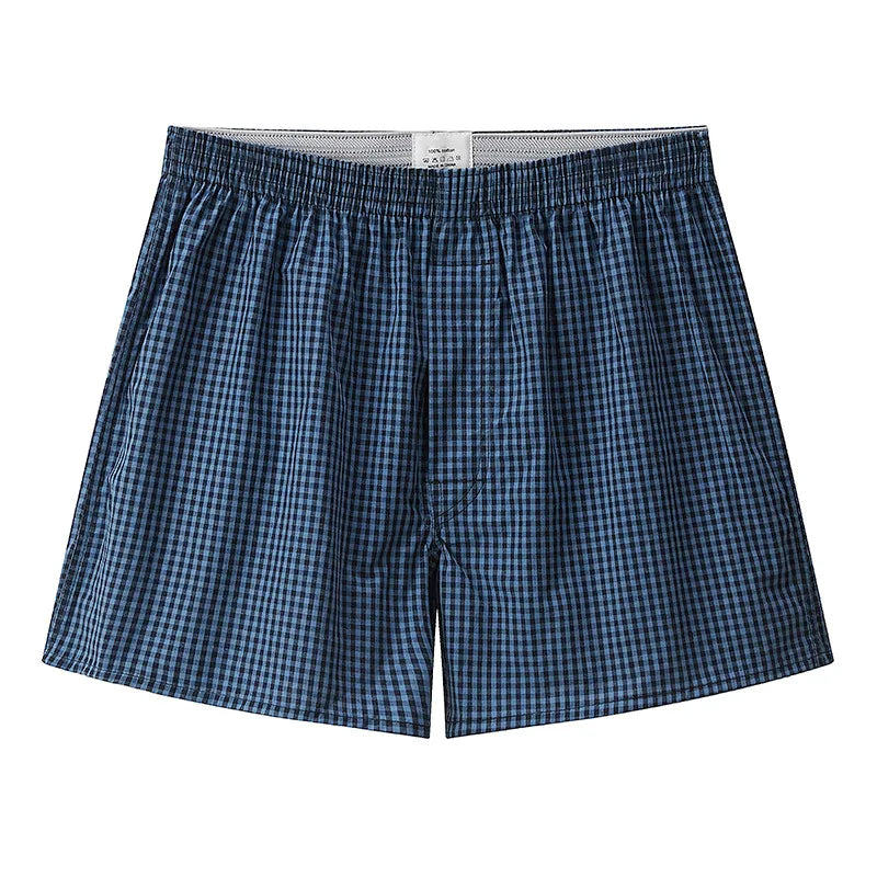 Riolio S-XL Mens Cotton Underwear Boxer Shorts Casual Plaid Elastic Waistband Button Mens Boxer Underwear Comfortable Shorts for Home