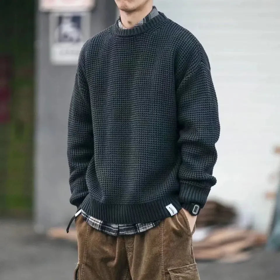 Riolio Oversize Knitwear Thick Korean Popular Clothes Knitted Sweaters for Men Autumnr and Winter Streetwear Aesthetic Top Pullover Man
