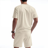 Riolio 2025 Summer Simplicity Men's Suit Loose Walf Checks Fabric Breathable Comfort and Casual Short Sleeve Shorts Two-Piece Suit