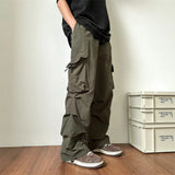 Riolio Summer Thin Casual Pants Men Pocket Cargo Pants Men Japanese Streetwear Hip-hop Loose Straight Pants Mens Vintage Trousers M-3XL