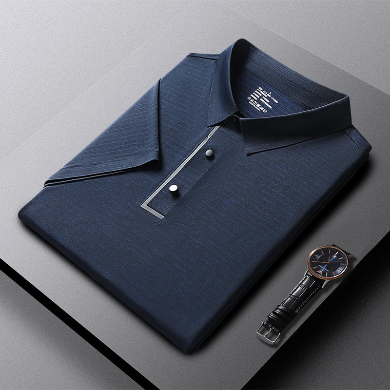 Riolio Lightweight Polo Shirt Lapel Button Jogging Tops Summer Men's Solid Color Tshirts New Men Casual Streetwear Short Sleeve Shirts