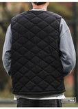Riolio Cotton-layered Fashionable Vest Men with Autumn Winter Simple Casual Light Heated Inner Vest Cardigan Work Vest Top Aesthetic