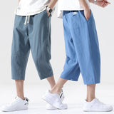 Riolio Summer Casual Pants Men's Wild Cotton and Linen Loose Linen Pants Korean Style Trend Nine-point Straight Trousers