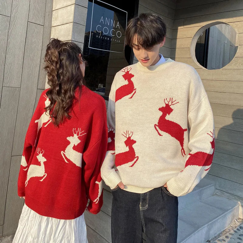 Riolio Autumn Winter Sweaters for Men and Women Couple Ugly Sweaters Korean Fashion Top Christmas New Year Pullovers Streetwear