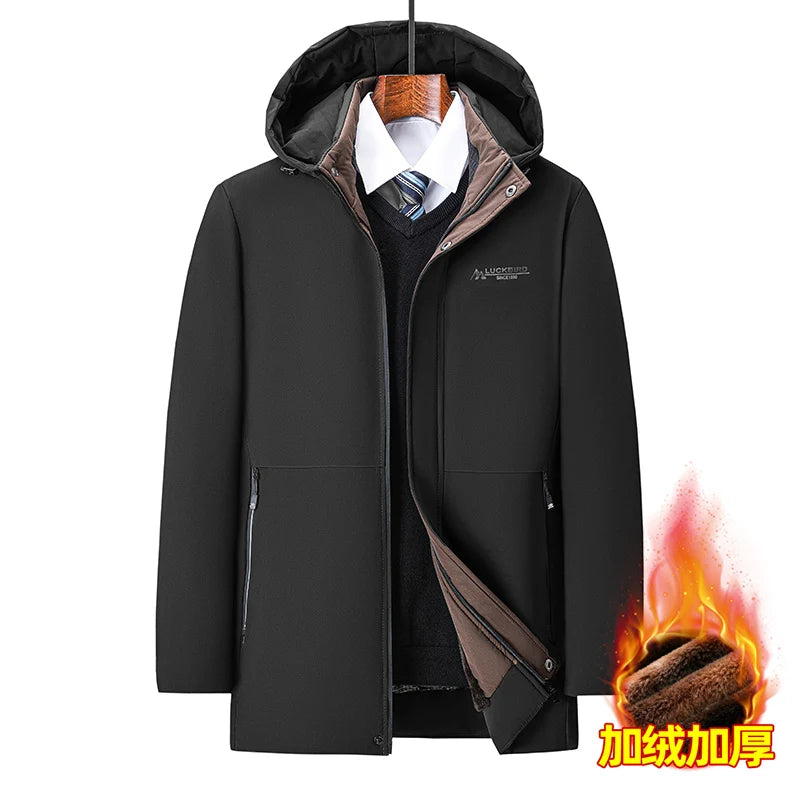 Riolio Trendy Coats Hooded Men Warm Parkas Male Brand High Quality New Cotton-Padded Puffer Jacket Male Winter Thick Windproof Parkas