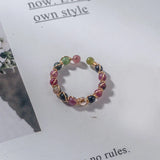 Riolio Healing Crystal Natural Stone Bead Ring Men Women Handmade Beaded Bohemian 7 Chakra Meditation Spiritual Jewelry Gifts