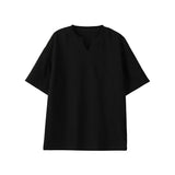 Riolio Summer Short Sleeved T-shirt Men Casual V-neck T Shirt Men Streetwear Korean Loose Pleated T Shirt Mens Top Large Size 5XL