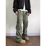 Riolio Men's Green Cargo Pants Baggy Harajuku Streetwear Straight Pants Y2k 2000s Parachute Pants Vintage Trousers Clothes Fashion