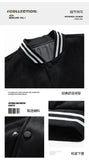 Riolio Bomber Wool Coat Premium Varsity Leather Wool Jacket High Street Jacket Men's Varsity Baseball College Leather Sleeves