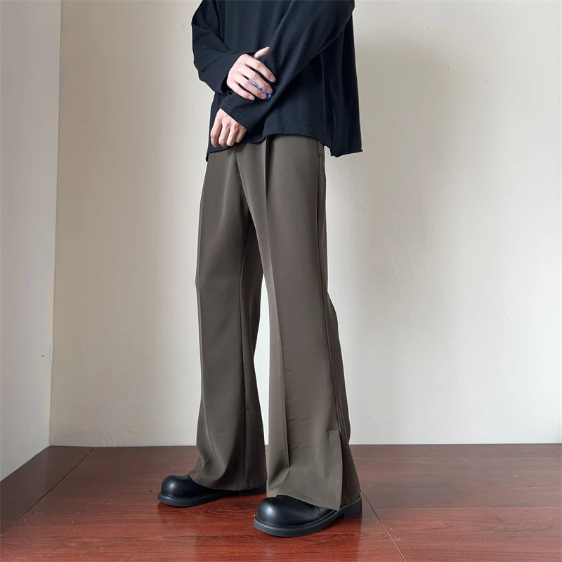 Riolio Brown Black Suit Pants Men Slim Fit Social Mens Dress Pants Korean Loose Straight Casual Pants Mens Office Formal Trousers S-3XL