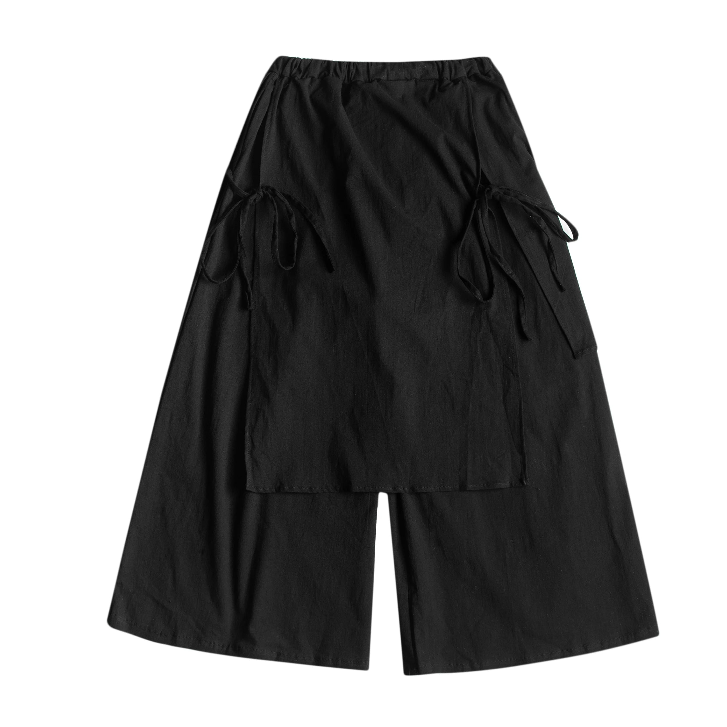 Riolio Mens Wide Leg Pants  Men Solid Color Joggers Streetwear Elastic Waist Pants Male Loose Irregular Skirts Trousers Men