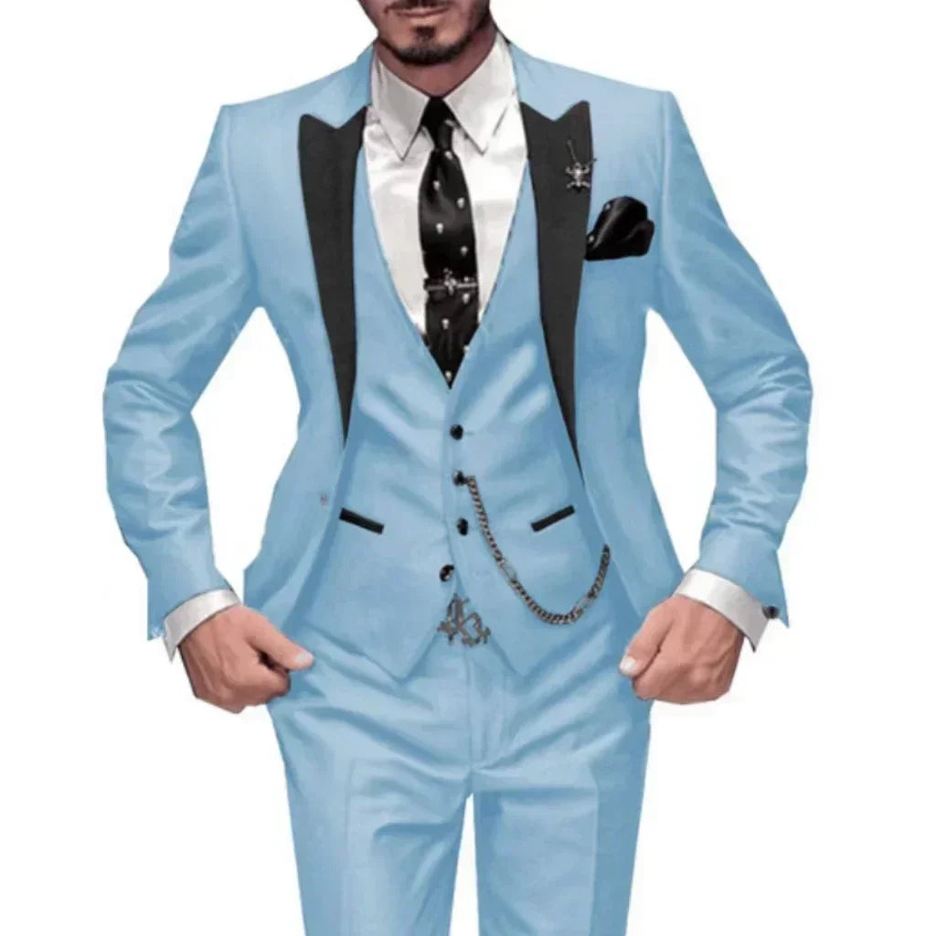 Riolio prom outfits for guys Teal Green Suit for Men,full Man Suit,3 Pieces Blazer Vest and Pants Set,men's Suit for Wedding ,daily Life,business,party