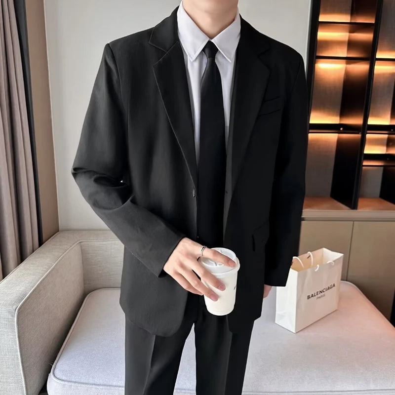 Riolio Busin Casual Men's Suit Set Jaet Casual Spring Autumn Wedding Best Man Marriage Career Formal Small Suit M