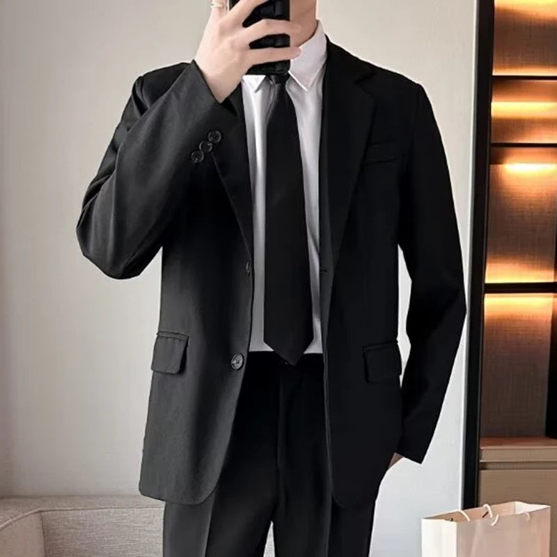 Riolio Busin Casual Men's Suit Set Jaet Casual Spring Autumn Wedding Best Man Marriage Career Formal Small Suit M