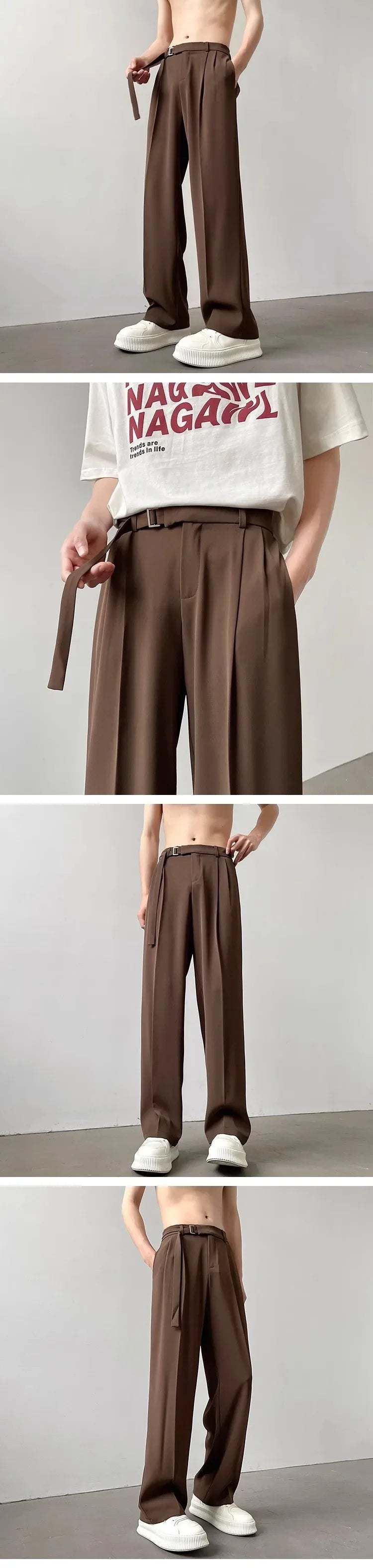 Riolio Casualsuit Pants Men's Autumn Japanese Light Luxury Draped Trousers Loose-fit Straight-leg Versatile Wide-leg Long Pants