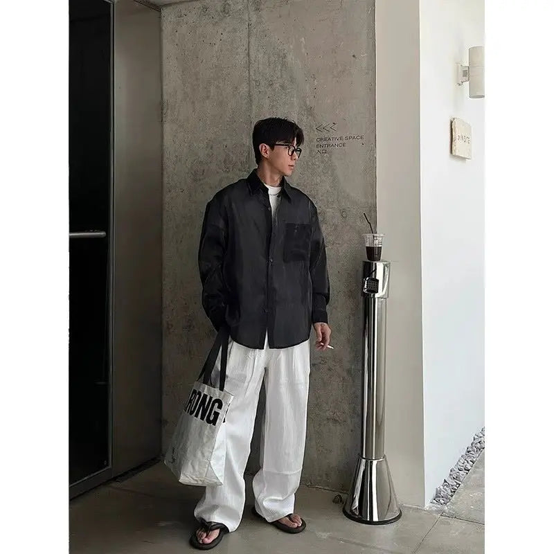 Riolio Summer Cityboy Pants Texture Soft Single Pleated Straight Casual Pants Men's Korean Retro High-end Loose Trousers Aesthetic Wear