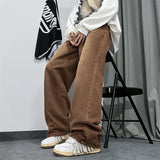Riolio Brown Baggy Jeans Men Fashion Casual Vintage Jeans Men Streetwear Hip-hop Loose Straight Jeans Mens Retro Denim Trousers M-3XL
