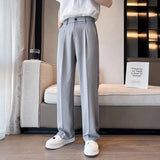Riolio Wide Leg Gray Baggy Men's Summer Pants Tailoring Chinese Homme Dress Slacks Spring Clothes Male Suit Trousers Formal Designer Up