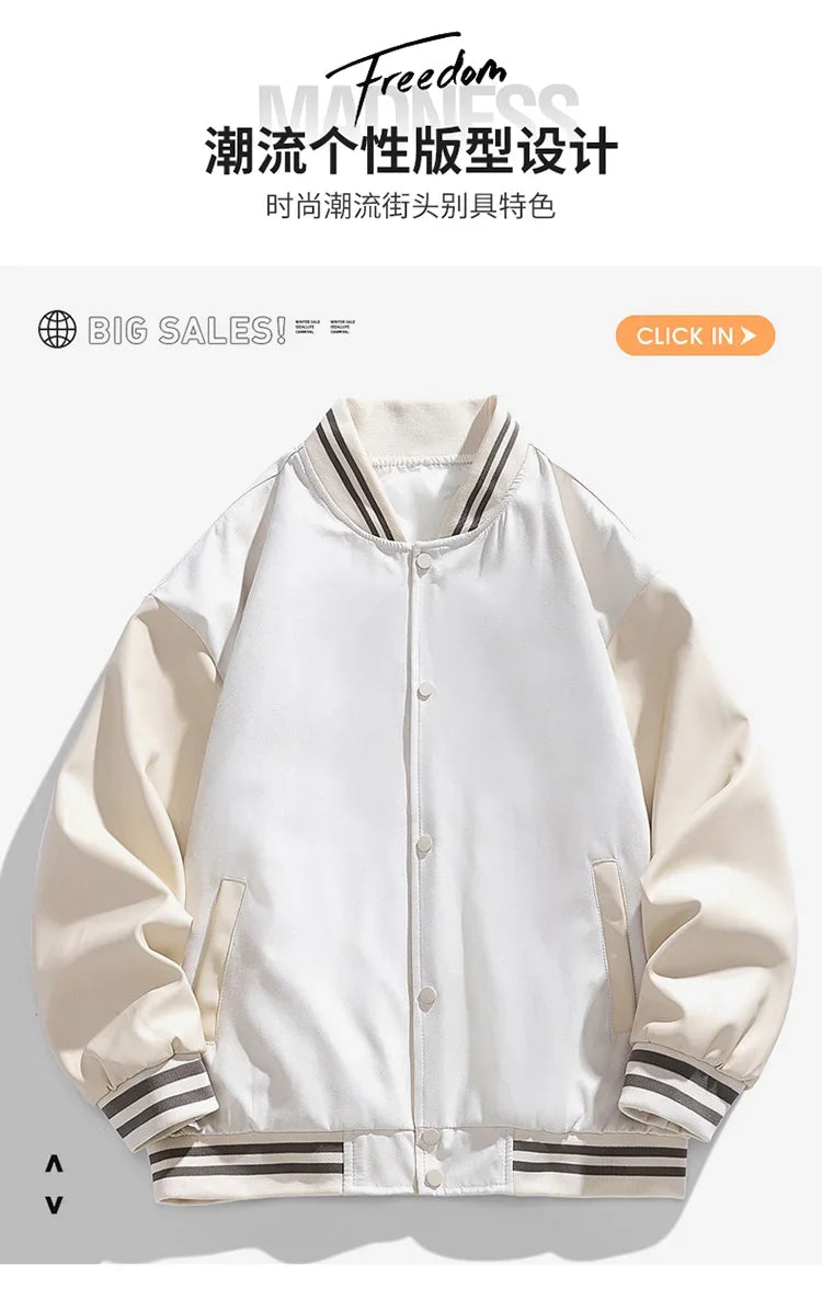 Riolio Bomber Wool Coat Premium Varsity Leather Wool Jacket High Street Jacket Men's Varsity Baseball College Leather Sleeves
